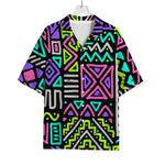 Neon Native Aztec Pattern Print Rayon Hawaiian Shirt