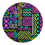 Neon Native Aztec Pattern Print Round Blanket