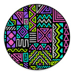 Neon Native Aztec Pattern Print Round Floor Mat