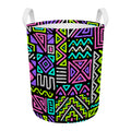 Neon Native Aztec Pattern Print Round Laundry Basket