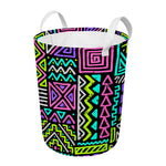 Neon Native Aztec Pattern Print Round Laundry Basket