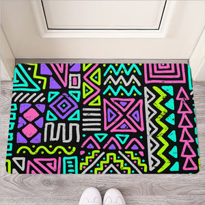 Neon Native Aztec Pattern Print Rubber Doormat