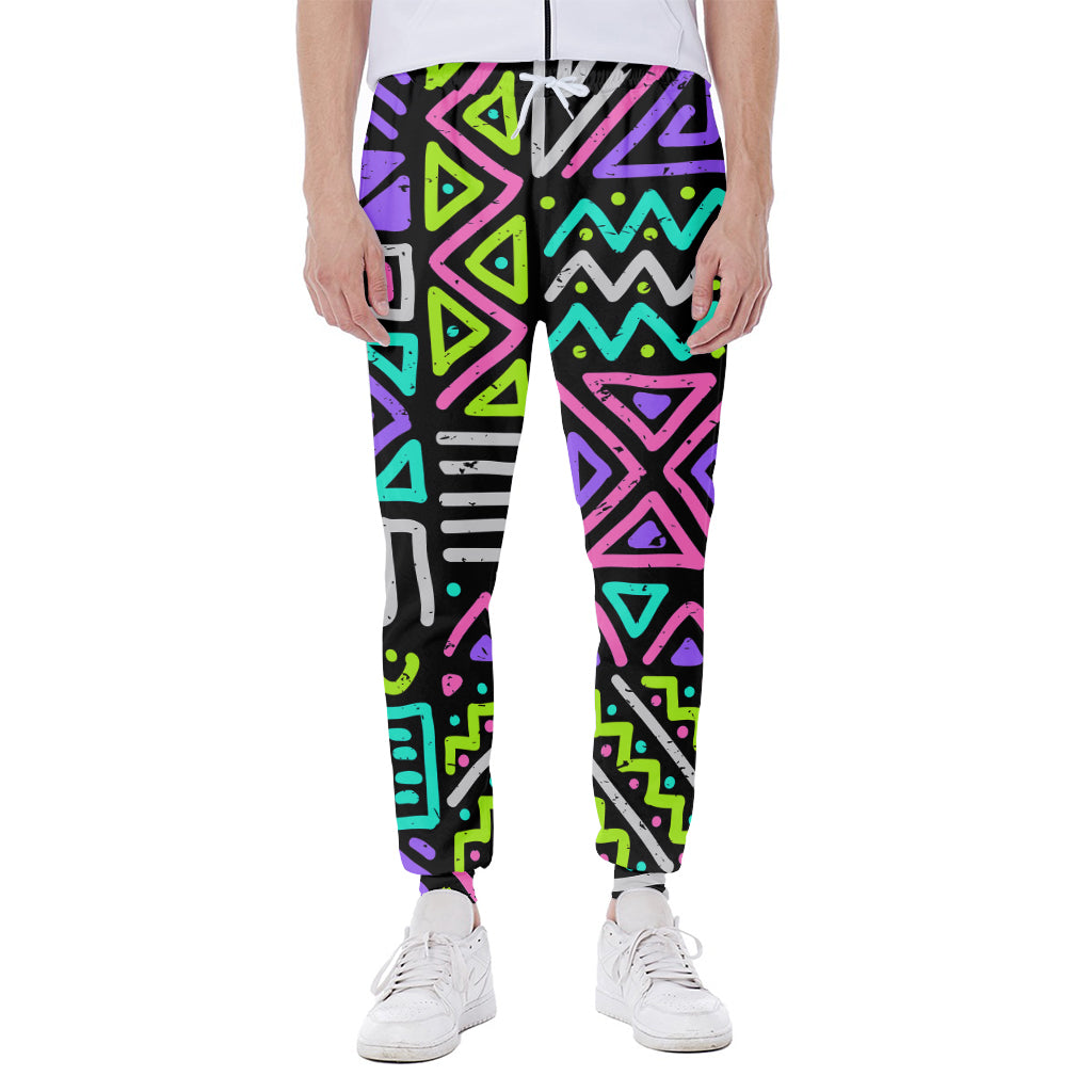 Neon Native Aztec Pattern Print Scuba Joggers