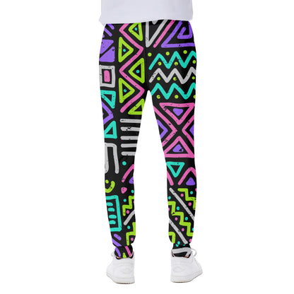 Neon Native Aztec Pattern Print Scuba Joggers