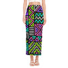 Neon Native Aztec Pattern Print Side Slit Maxi Skirt