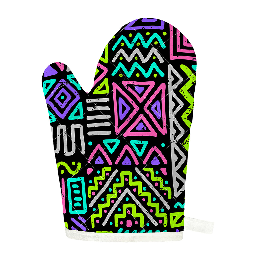 Neon Native Aztec Pattern Print Single Oven Mitt