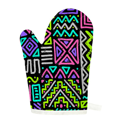 Neon Native Aztec Pattern Print Single Oven Mitt