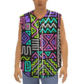 Neon Native Aztec Pattern Print Sleeveless Baseball Jersey