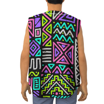 Neon Native Aztec Pattern Print Sleeveless Baseball Jersey
