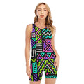 Neon Native Aztec Pattern Print Sleeveless One Piece Swimsuit