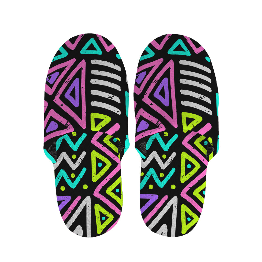 Neon Native Aztec Pattern Print Slippers