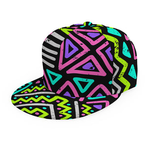 Neon Native Aztec Pattern Print Snapback Cap