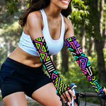 Neon Native Aztec Pattern Print Sun Protection Arm Sleeves