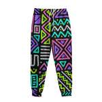 Neon Native Aztec Pattern Print Sweatpants
