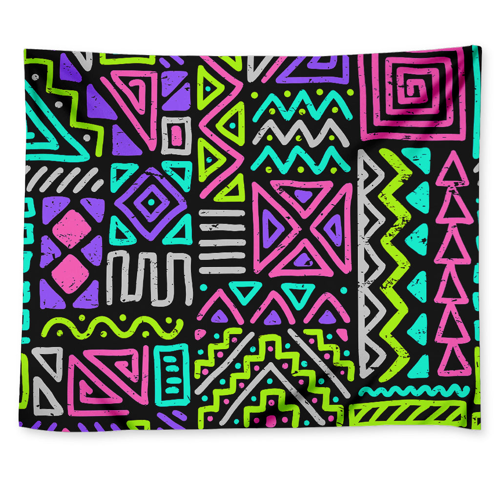 Neon Native Aztec Pattern Print Tapestry