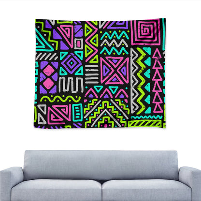 Neon Native Aztec Pattern Print Tapestry