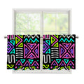 Neon Native Aztec Pattern Print Tier Curtains