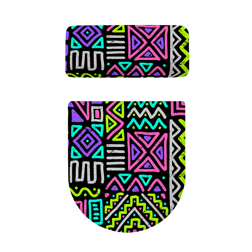 Neon Native Aztec Pattern Print Toilet Lid And Tank Cover Set