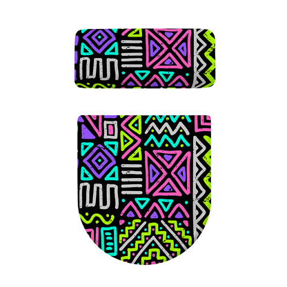 Neon Native Aztec Pattern Print Toilet Lid And Tank Cover Set