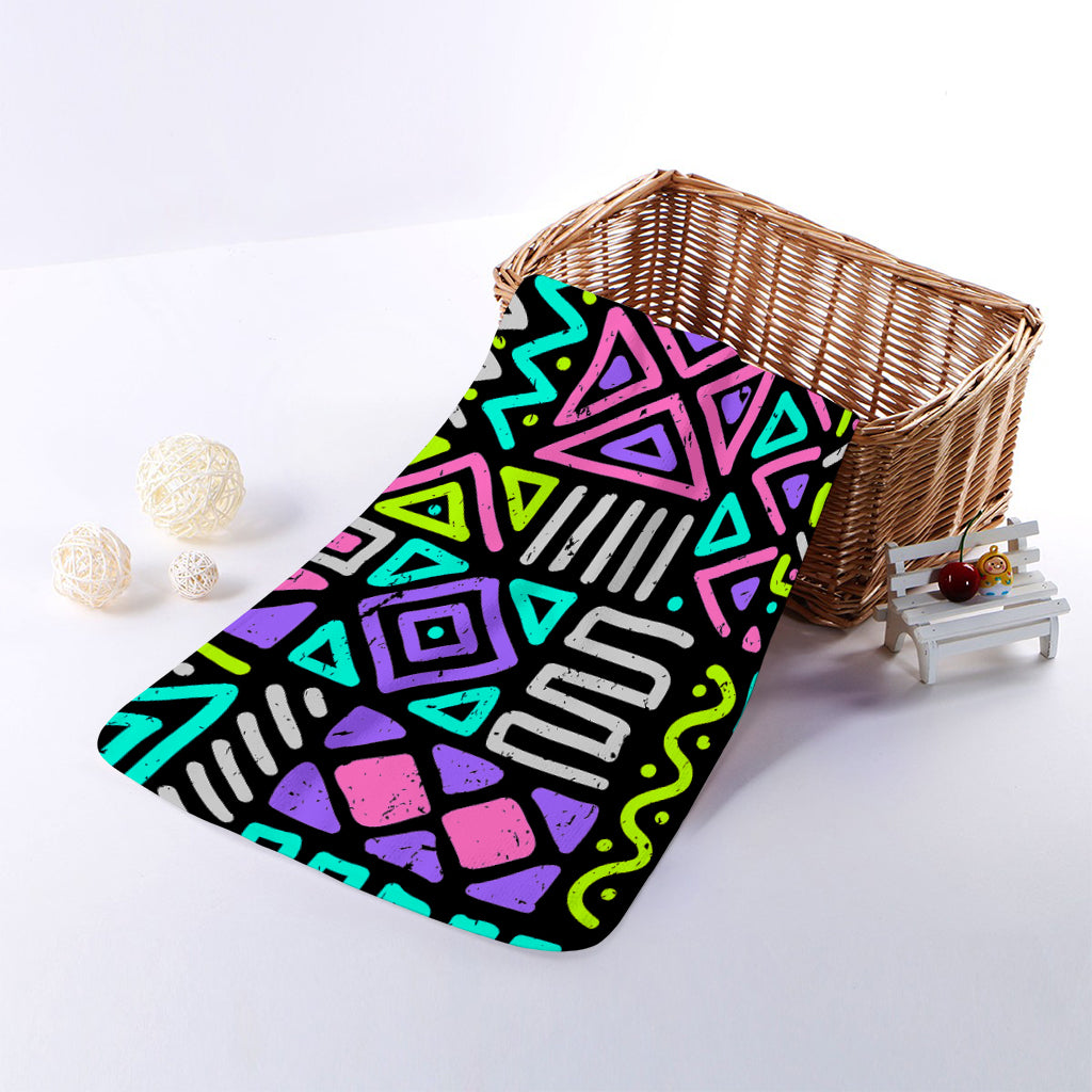 Neon Native Aztec Pattern Print Towel