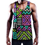 Neon Native Aztec Pattern Print Training Tank Top