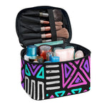 Neon Native Aztec Pattern Print Travel Makeup Bag