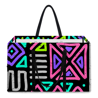 Neon Native Aztec Pattern Print Utility Tote Bag