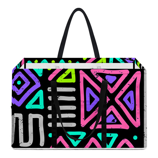 Neon Native Aztec Pattern Print Utility Tote Bag