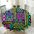 Neon Native Aztec Pattern Print Waterproof Round Tablecloth