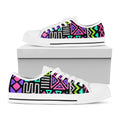 Neon Native Aztec Pattern Print White Low Top Sneakers