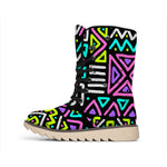 Neon Native Aztec Pattern Print Winter Boots