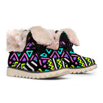 Neon Native Aztec Pattern Print Winter Boots