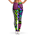 Neon Native Aztec Pattern Print Women's Leggings