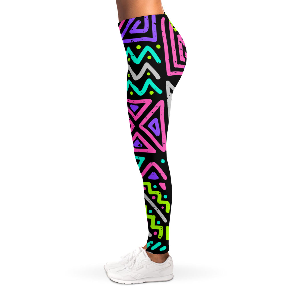 Neon Native Aztec Pattern Print Women's Leggings