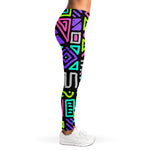 Neon Native Aztec Pattern Print Women's Leggings