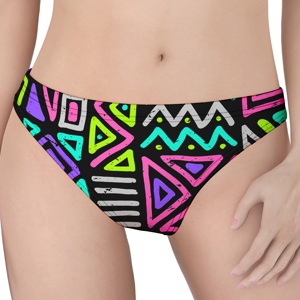 Neon Native Aztec Pattern Print Women's Thong