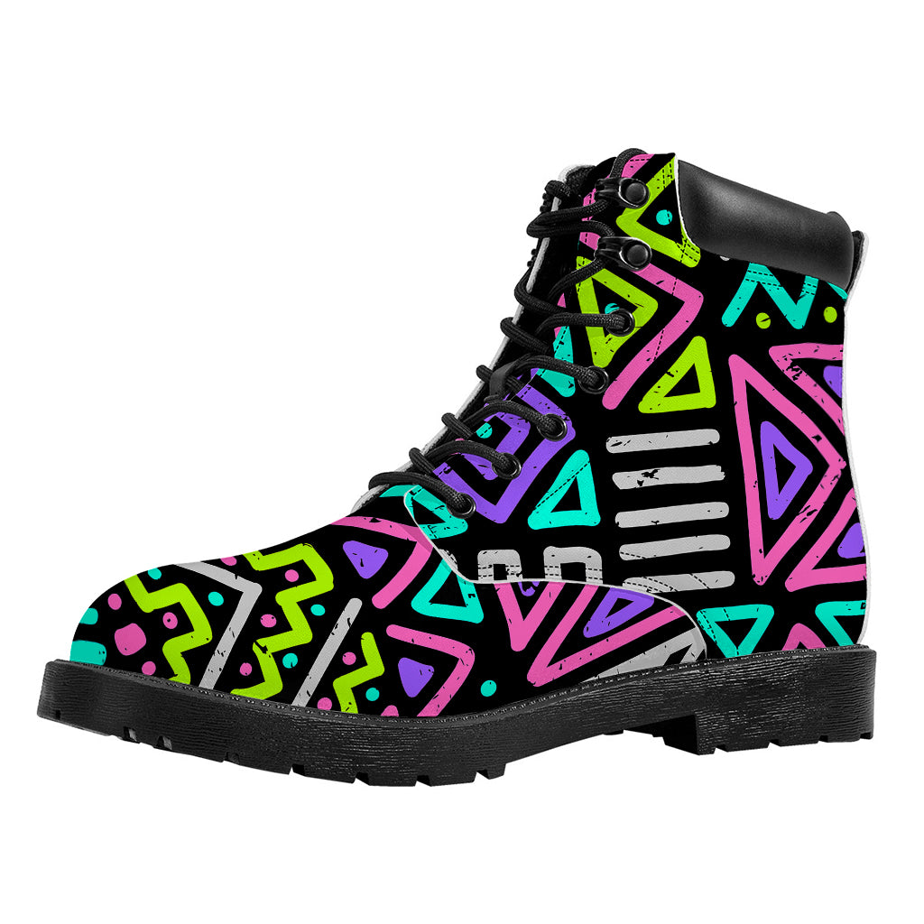 Neon Native Aztec Pattern Print Work Boots