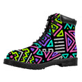 Neon Native Aztec Pattern Print Padded Collar Lace Up Boots