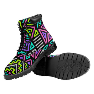 Neon Native Aztec Pattern Print Work Boots