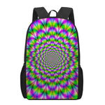 Neon Psychedelic Optical Illusion 17 Inch Backpack