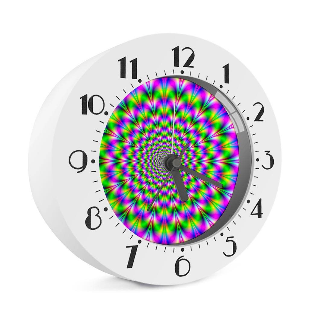 Neon Psychedelic Optical Illusion Alarm Clock