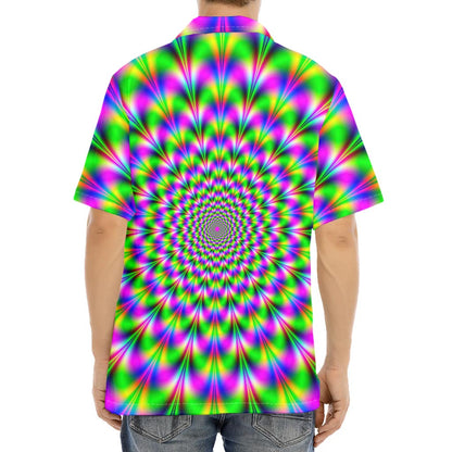 Neon Psychedelic Optical Illusion Aloha Shirt