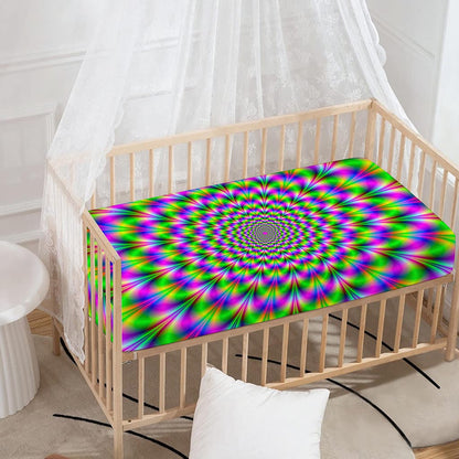 Neon Psychedelic Optical Illusion Baby Crib Sheet