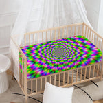Neon Psychedelic Optical Illusion Baby Crib Sheet