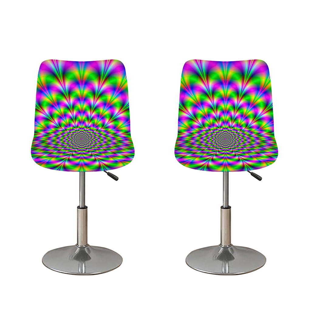 Neon Psychedelic Optical Illusion Bar Stool Covers