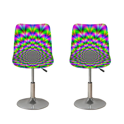 Neon Psychedelic Optical Illusion Bar Stool Covers