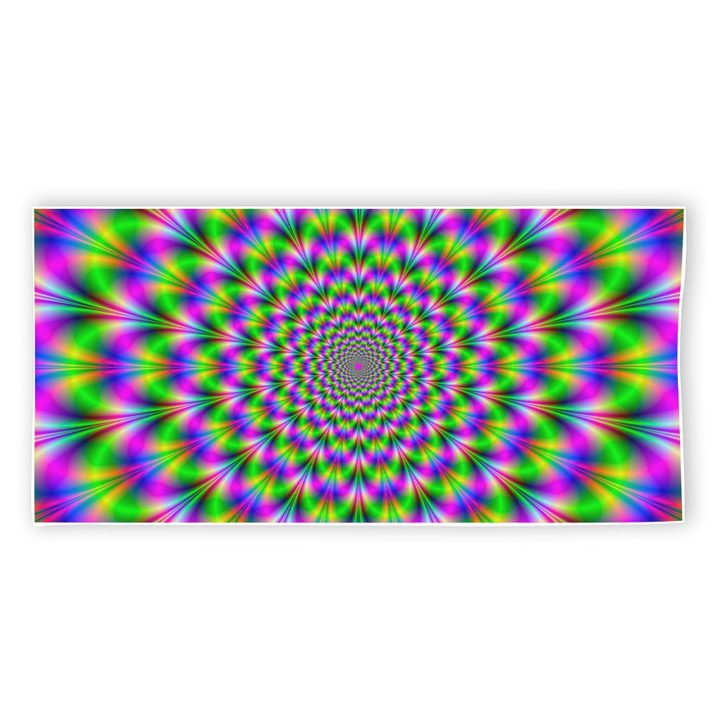 Neon Psychedelic Optical Illusion Beach Towel