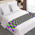 Neon Psychedelic Optical Illusion Bed Runner