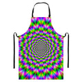 Neon Psychedelic Optical Illusion Bib Apron With Pocket