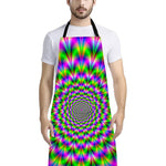 Neon Psychedelic Optical Illusion Bib Apron With Pocket